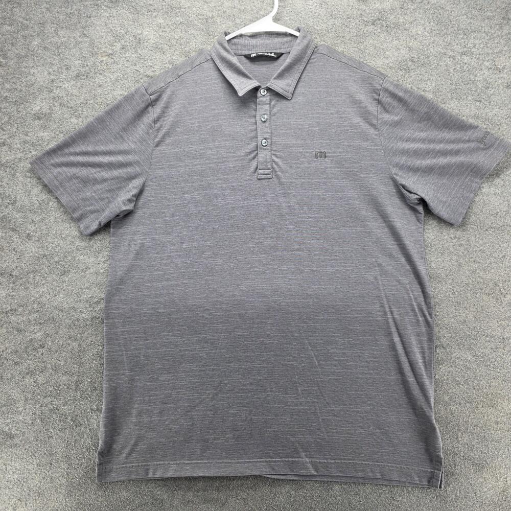 TravisMathew Polo Shirt Mens XL Gray Performance Stretch Golf Lynda Embroidered